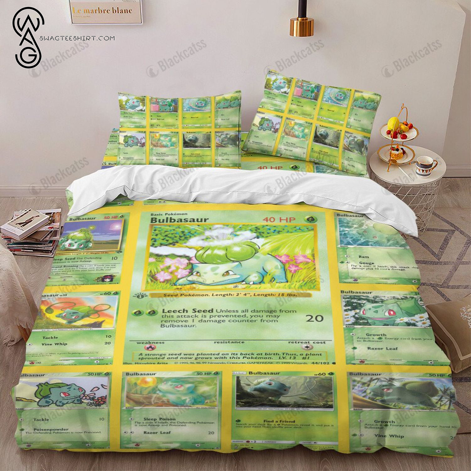 Anime Pokemon Bulbasaur Full Print Bedding Set Anime Pokemon Bulbasaur Full Print Bedding Set