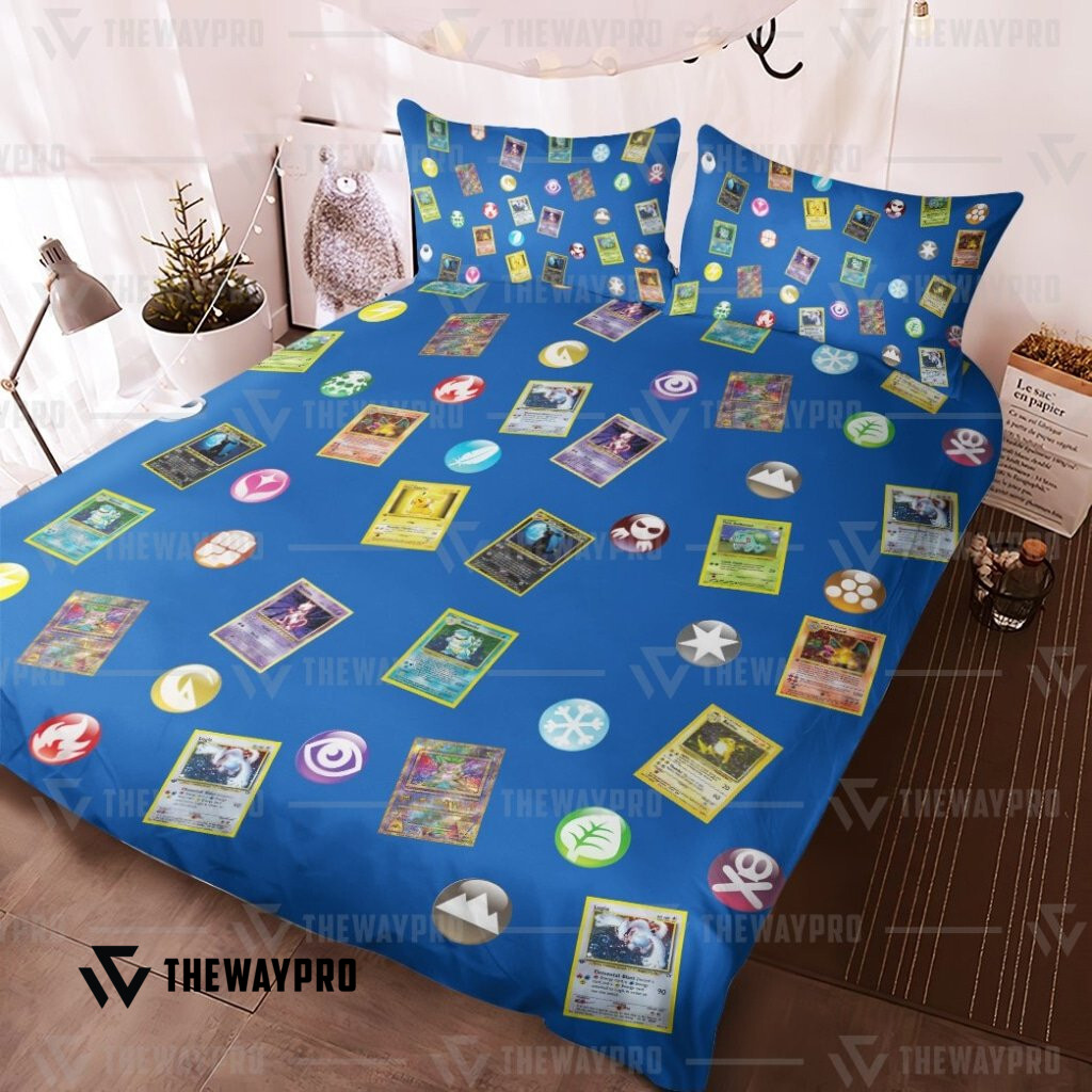 Anime Pokemon Cards And Elements Bedding Set Anime Pokemon Cards And Elements Bedding Set