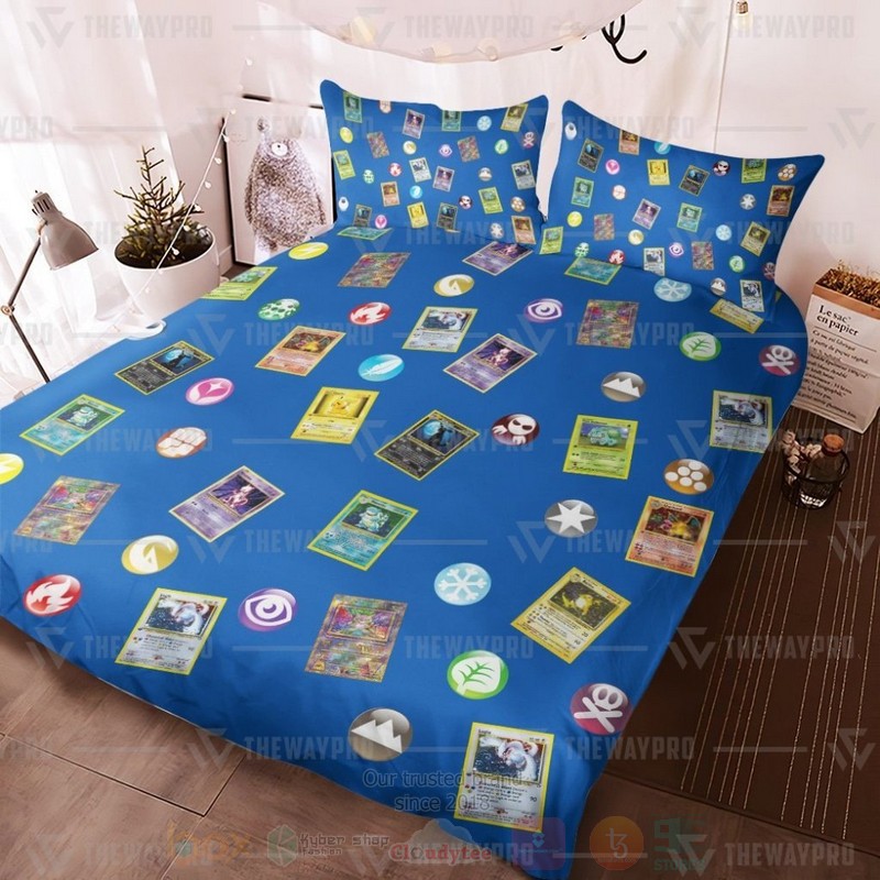 Anime Pokemon Cards And Elements Custom Bedding Set Anime Pokemon Cards And Elements Custom Bedding Set