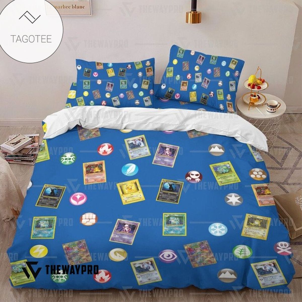 Anime Pokemon Cards And Elements Custom Bedding Set Anime Pokemon Cards And Elements Custom Bedding Set