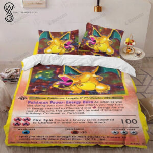 Anime Pokemon Charizard Card Full Print Bedding Set