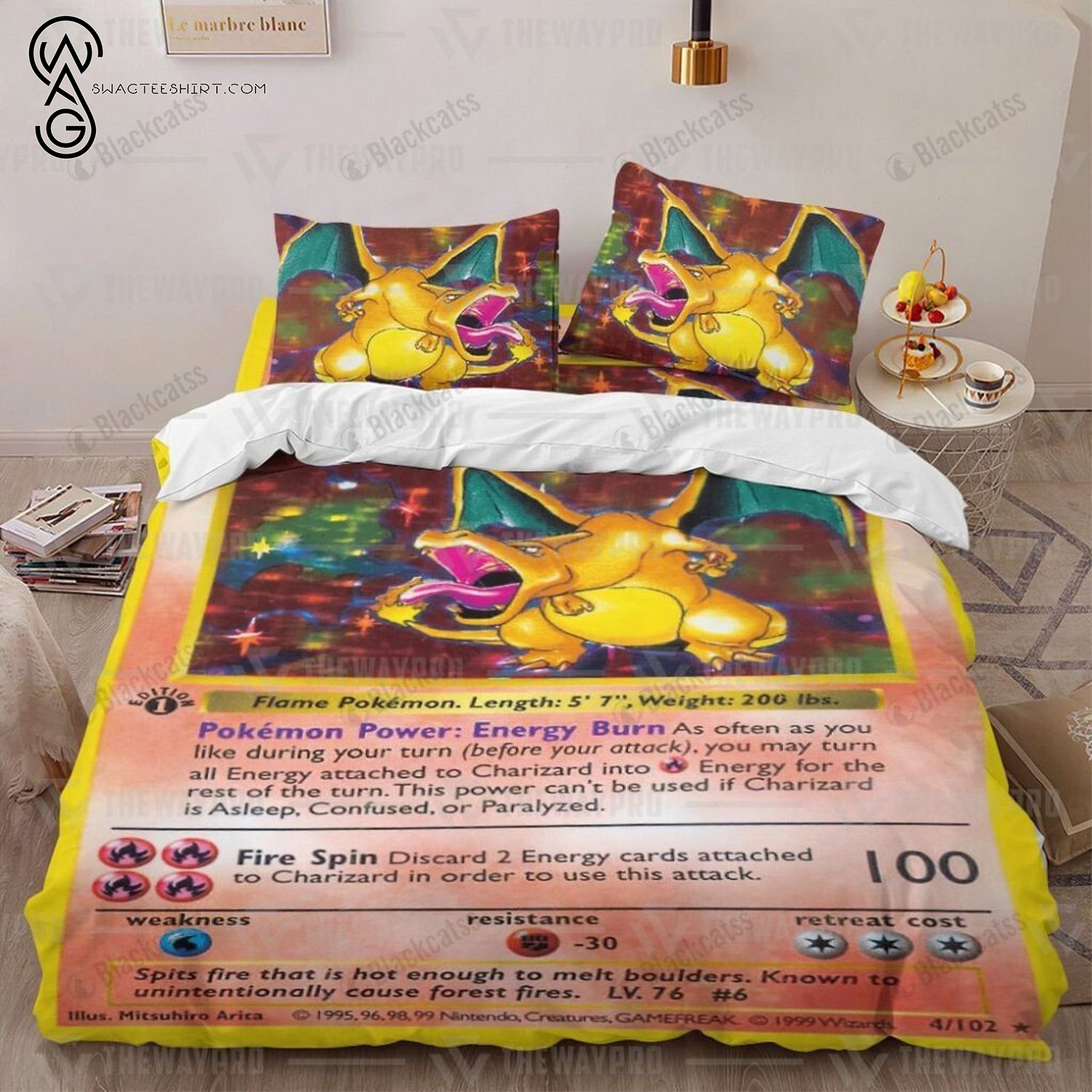 Anime Pokemon Charizard Card Full Print Bedding Set Anime Pokemon Charizard Card Full Print Bedding Set