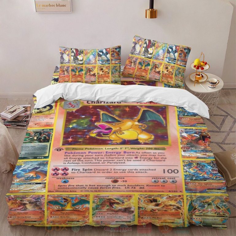 Anime-Pokemon-Charizard-Cards-Custom-Bedding-Set-1
