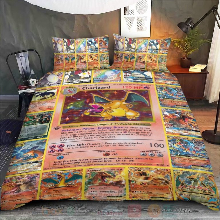 Anime-Pokemon-Charizard-Cards-Custom-Bedding-Set-2
