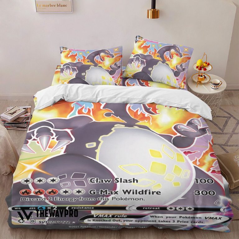 Anime-Pokemon-Charizard-Vmax-Cards-Bedding-Set-1