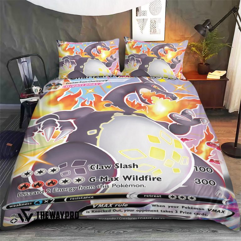Anime-Pokemon-Charizard-Vmax-Cards-Bedding-Set-2