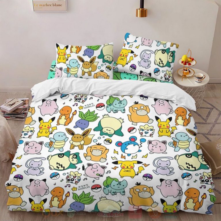 Anime-Pokemon-Cute-Poke-Seamless-Pattern-Custom-Bedding-Set-1