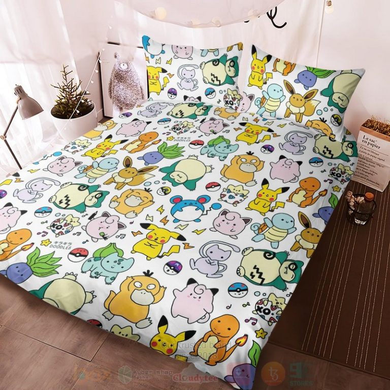 Anime-Pokemon-Cute-Poke-Seamless-Pattern-Custom-Bedding-Set-2