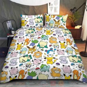 Anime Pokemon Cute Poke Seamless Pattern Custom Bedding Set