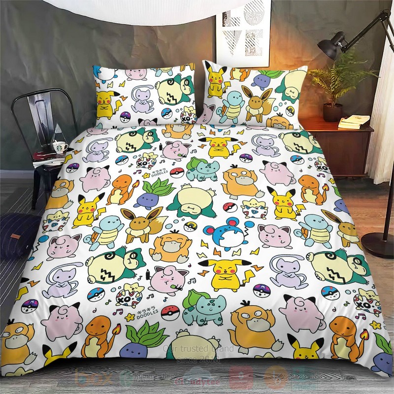 Anime Pokemon Cute Poke Seamless Pattern Custom Bedding Set Anime Pokemon Cute Poke Seamless Pattern Custom Bedding Set