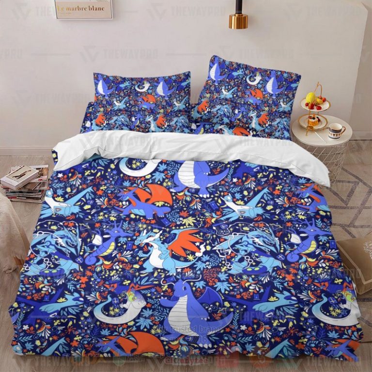 Anime-Pokemon-Dragon-Seamless-Pattern-Custom-Bedding-Set-1