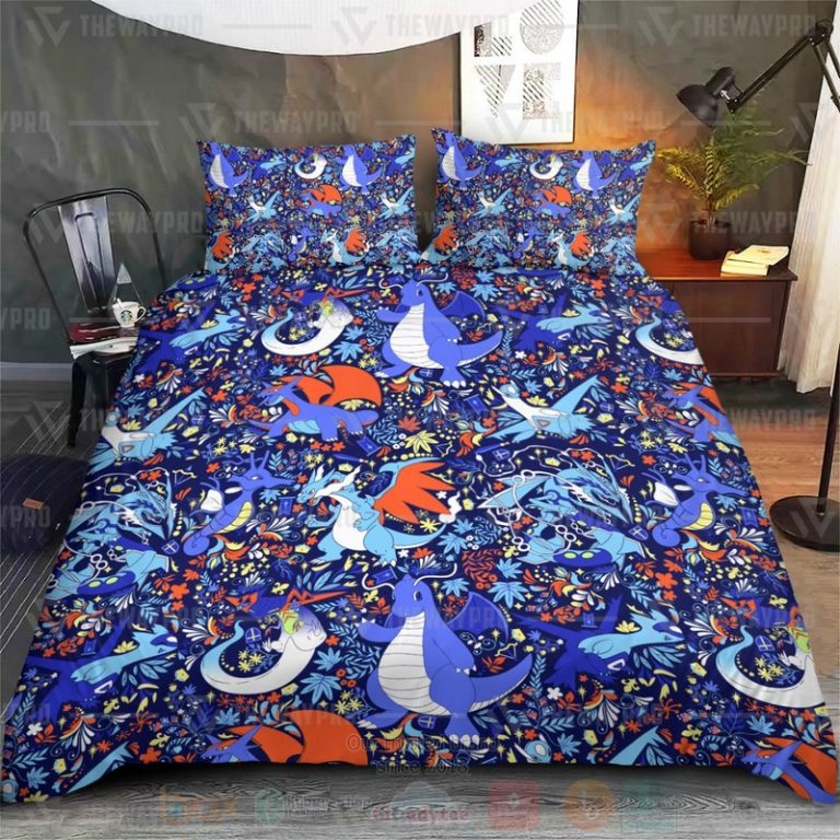 Anime-Pokemon-Dragon-Seamless-Pattern-Custom-Bedding-Set-2