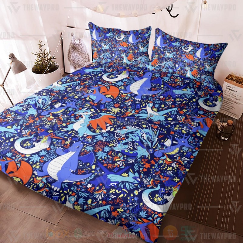 Anime Pokemon Dragon Seamless Pattern Custom Bedding Set Anime Pokemon Dragon Seamless Pattern Custom Bedding Set