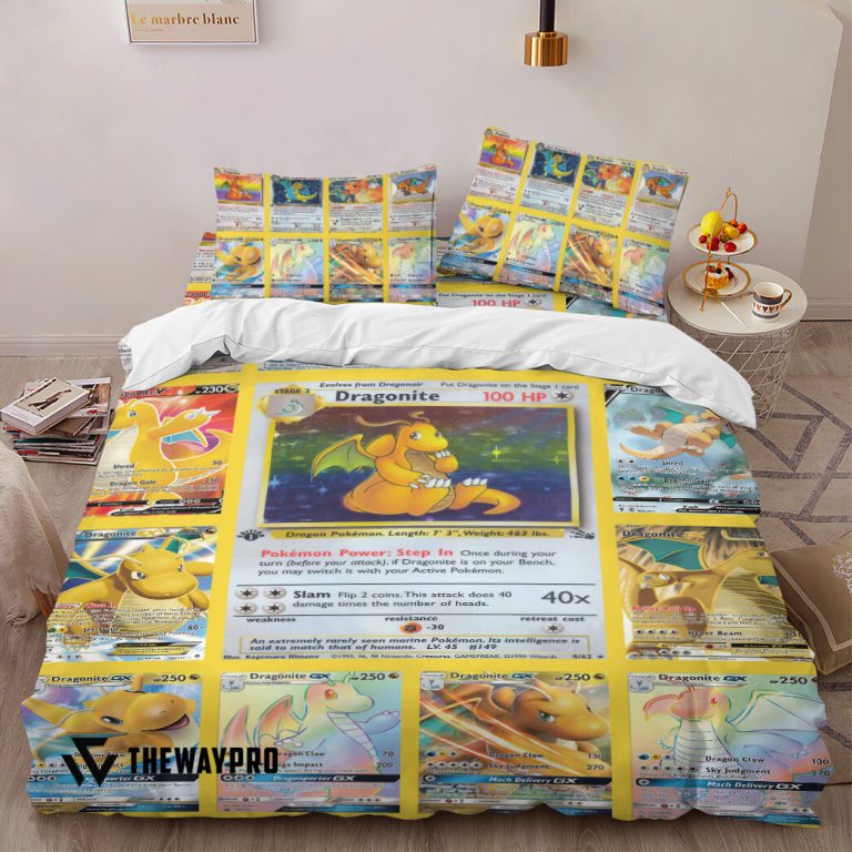Anime-Pokemon-Dragonite-Cards-Version-2-Bedding-Set-1