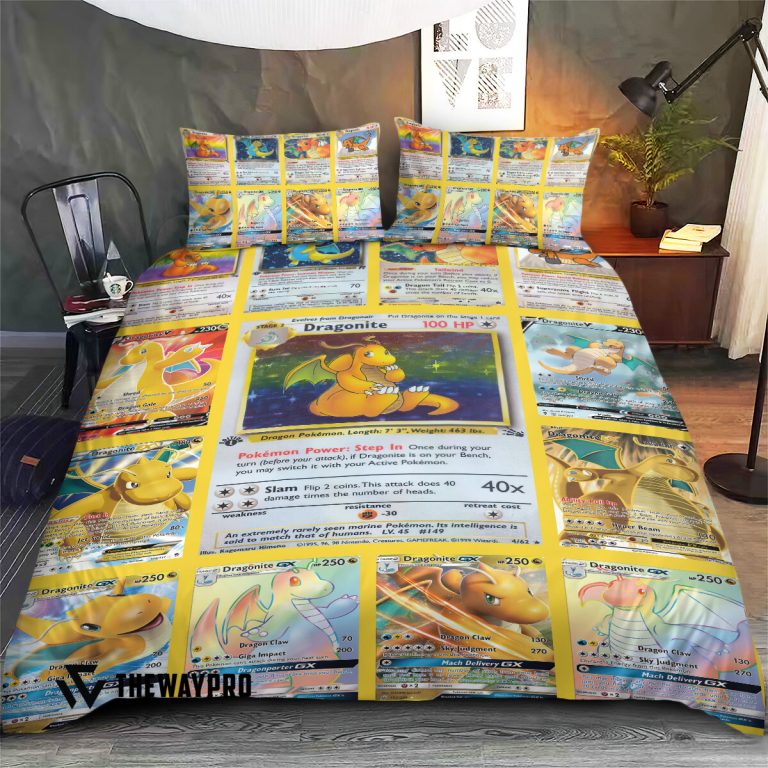 Anime-Pokemon-Dragonite-Cards-Version-2-Bedding-Set-2