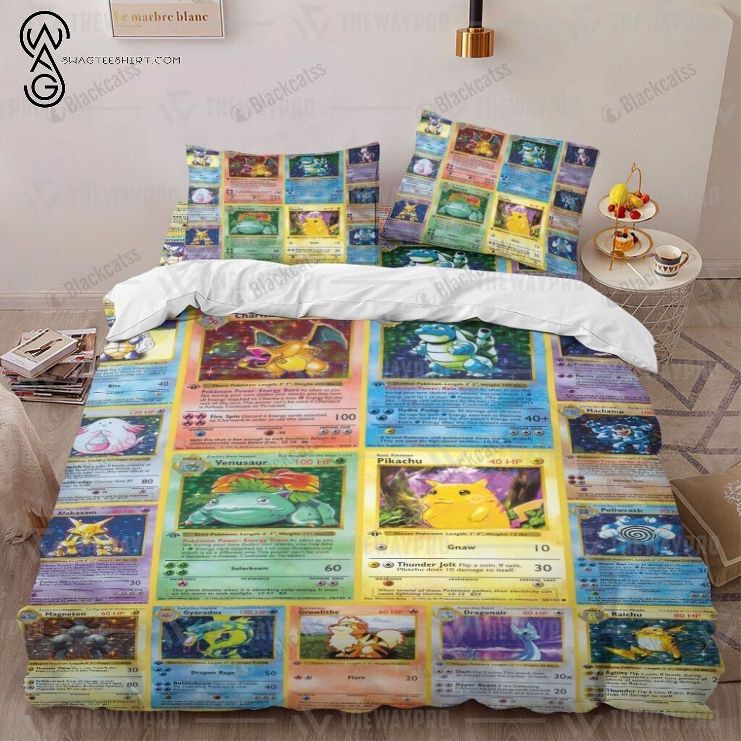 Anime Pokemon First Edition Cards Full Print Bedding Set Anime Pokemon First Edition Cards Full Print Bedding Set