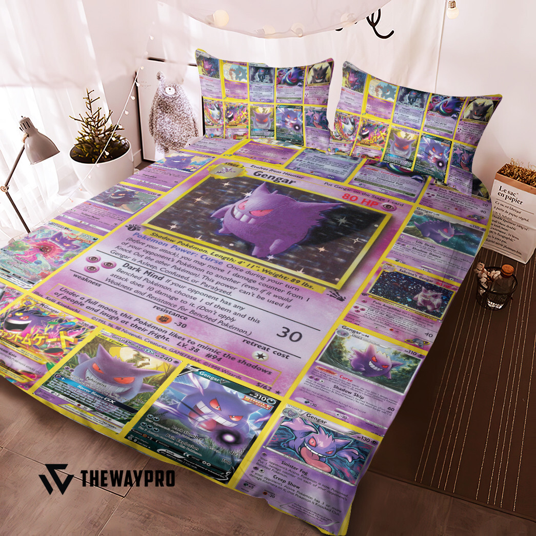 Anime Pokemon Gengar Cards Bedding Set Anime Pokemon Gengar Cards Bedding Set