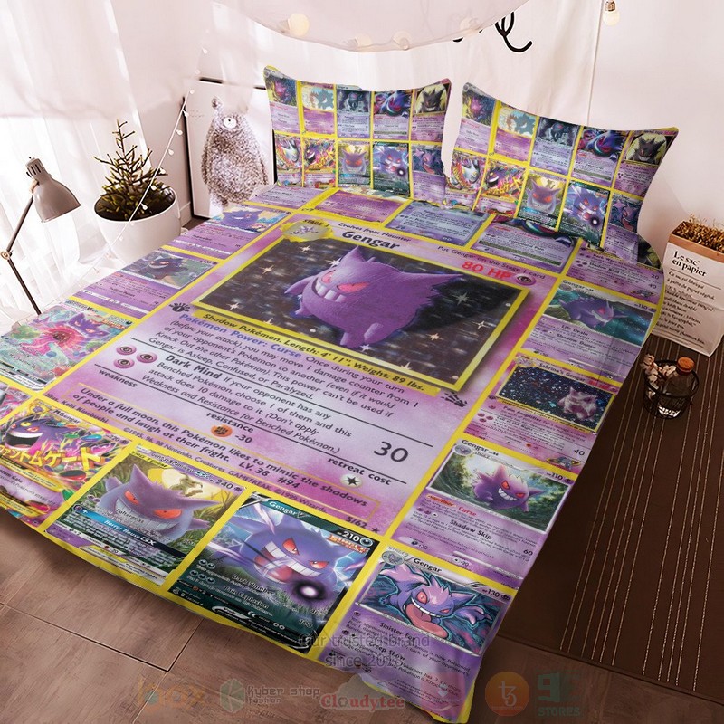Anime Pokemon Gengar Cards Custom Bedding Set Anime Pokemon Gengar Cards Custom Bedding Set