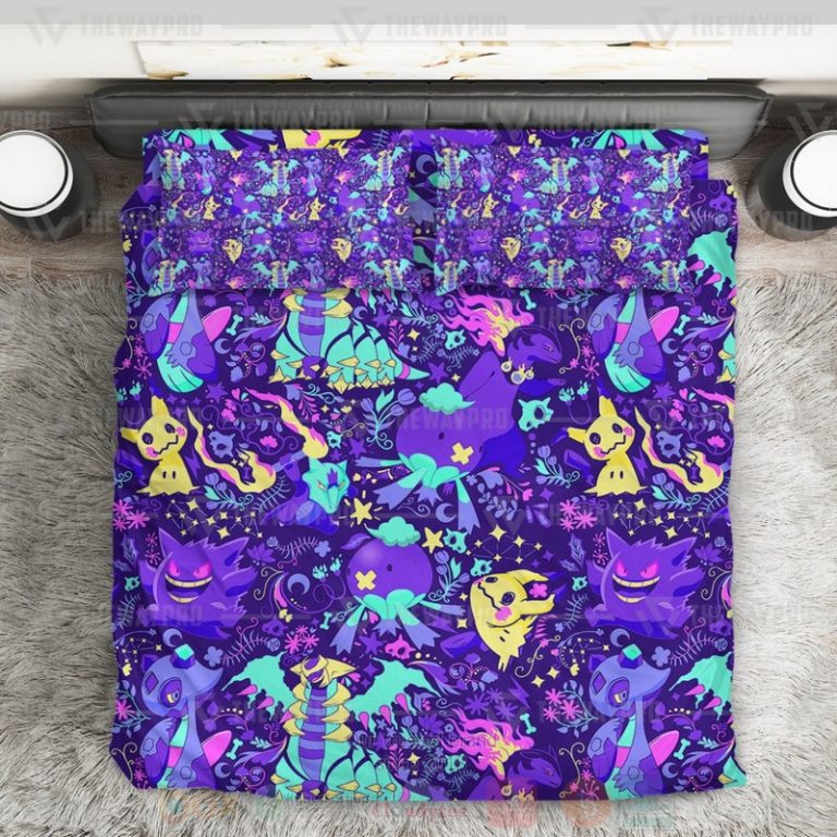 Anime-Pokemon-Ghost-Seamless-Pattern-Custom-Bedding-Set-1