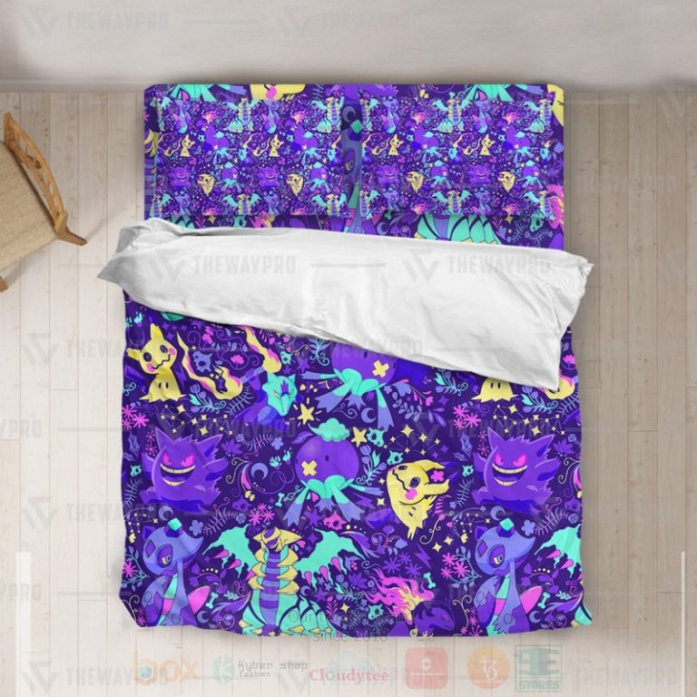 Anime-Pokemon-Ghost-Seamless-Pattern-Custom-Bedding-Set-2