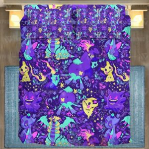 Anime Pokemon Ghost Seamless Pattern Custom Bedding Set