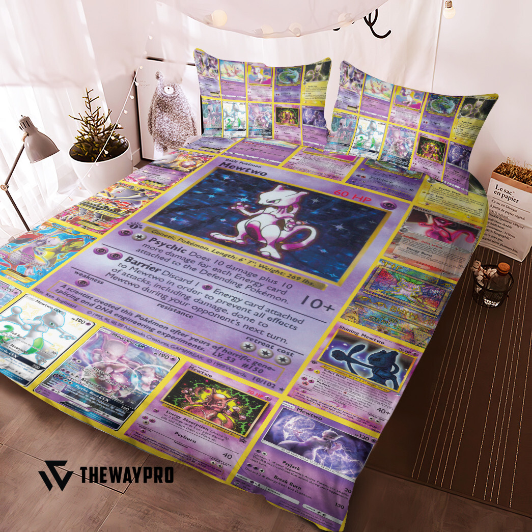 Anime Pokemon Mewtwo Cards Bedding Set Anime Pokemon Mewtwo Cards Bedding Set