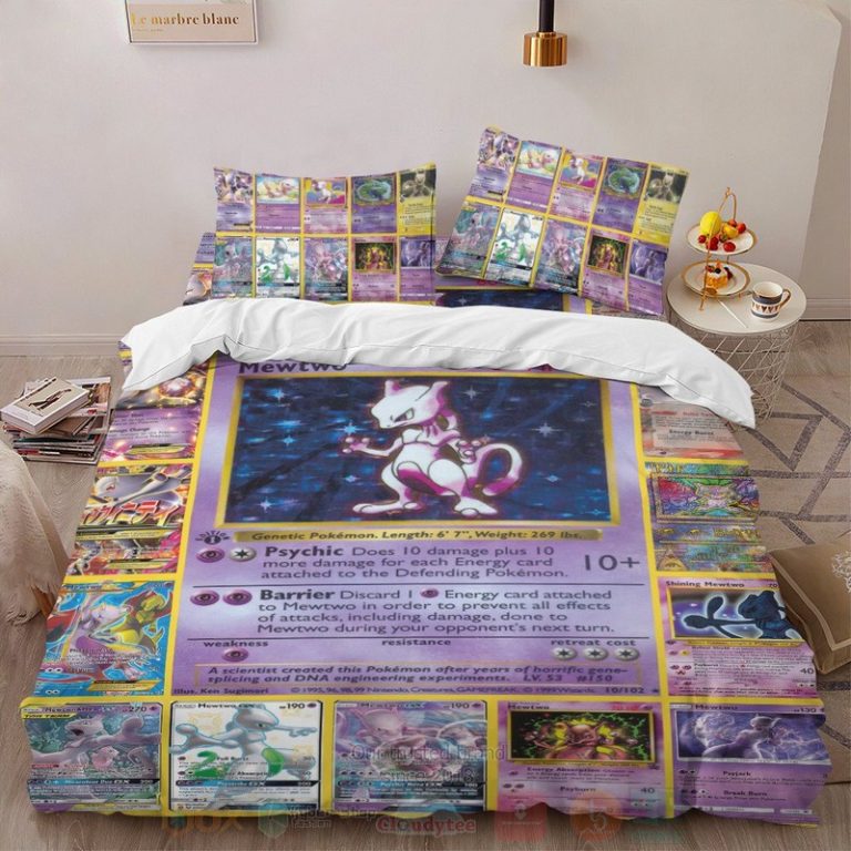 Anime-Pokemon-Mewtwo-Cards-Custom-Bedding-Set-1