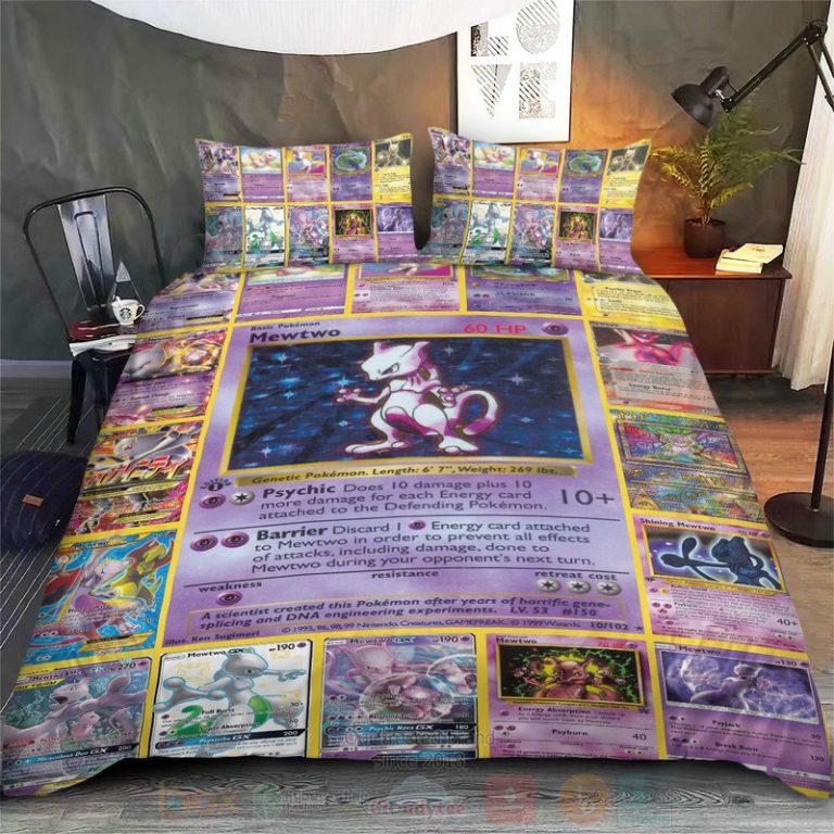 Anime-Pokemon-Mewtwo-Cards-Custom-Bedding-Set-2
