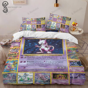 Anime Pokemon Mewtwo Full Print Bedding Set