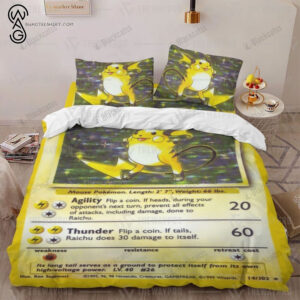 Anime Pokemon Raichu Full Print Bedding Set