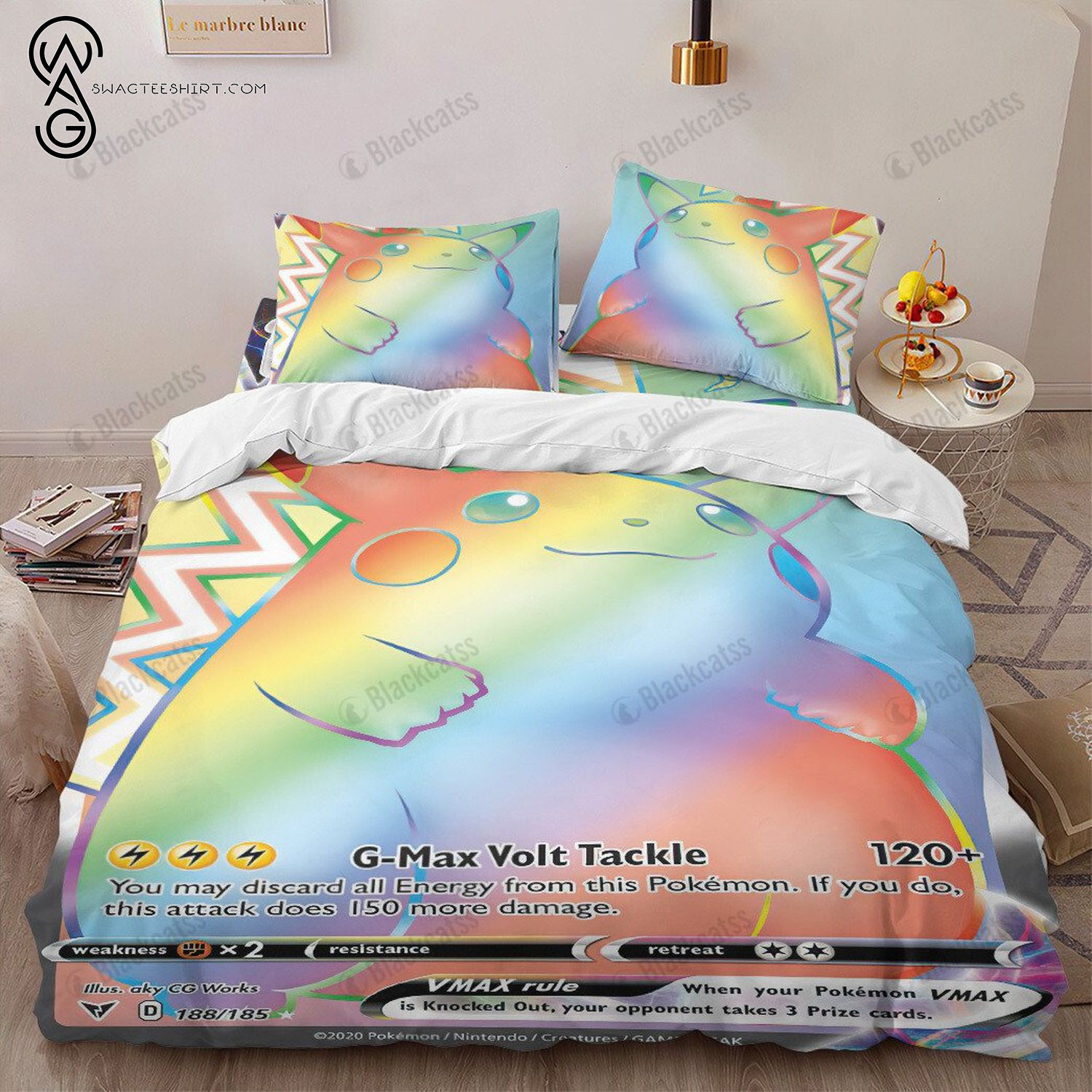 Anime Pokemon Rainbow Pikachu Full Print Bedding Set Anime Pokemon Rainbow Pikachu Full Print Bedding Set