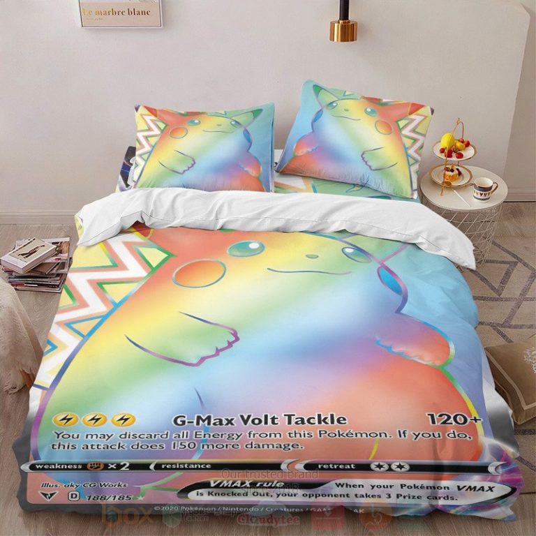 Anime-Pokemon-Rainbow-Pikachu-Vmax-Custom-Bedding-Set-1