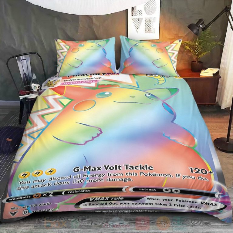 Anime-Pokemon-Rainbow-Pikachu-Vmax-Custom-Bedding-Set-2