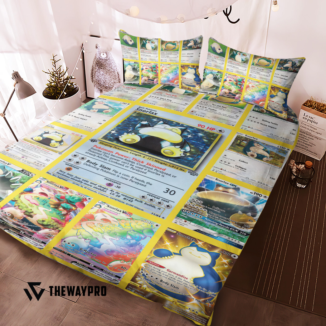 Anime Pokemon Snorlax Cards Bedding Set Anime Pokemon Snorlax Cards Bedding Set