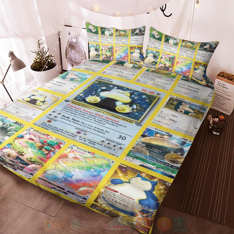 Anime Pokemon Snorlax Cards Custom Bedding Set Anime Pokemon Snorlax Cards Custom Bedding Set