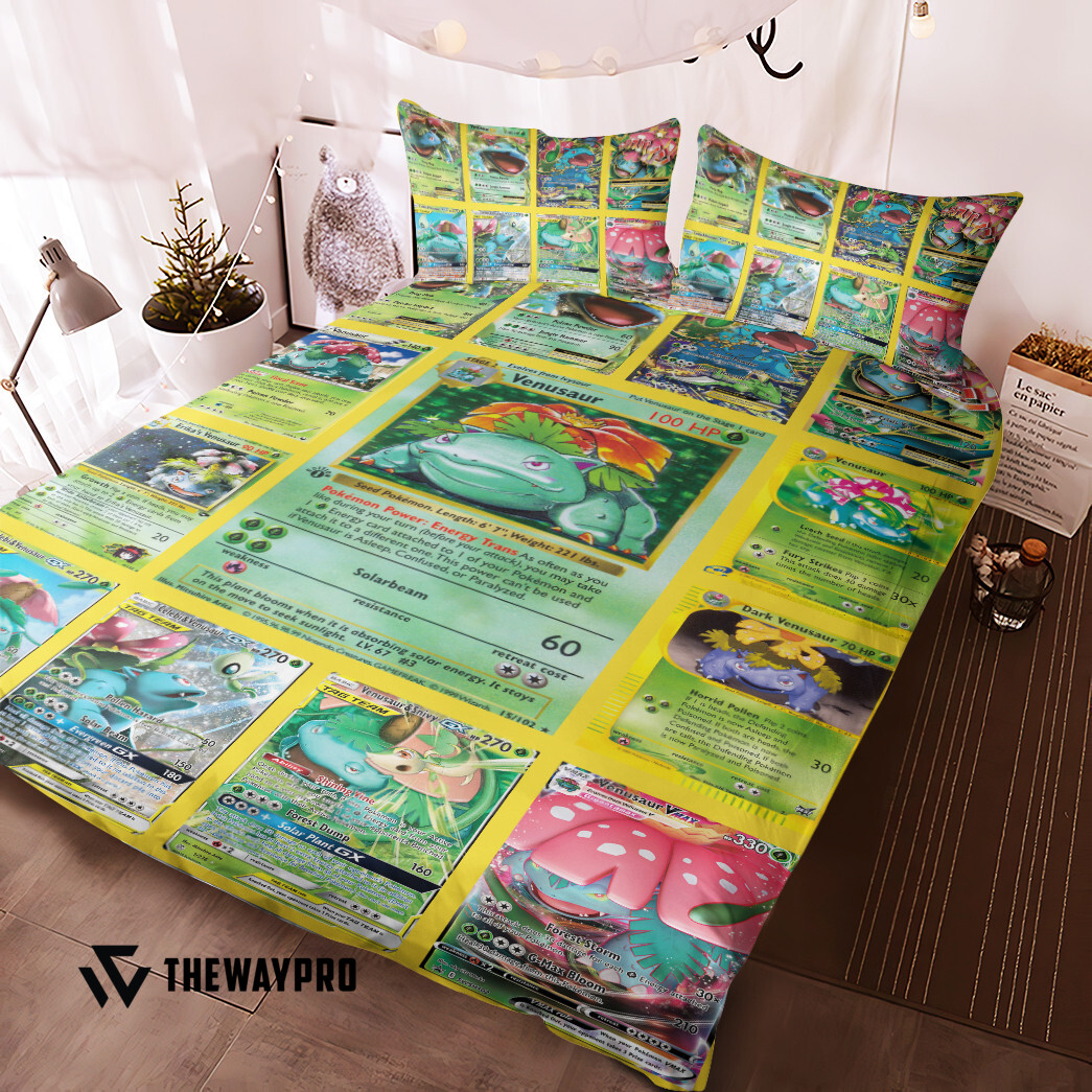 Anime Pokemon Venusaur Cards Bedding Set Anime Pokemon Venusaur Cards Bedding Set
