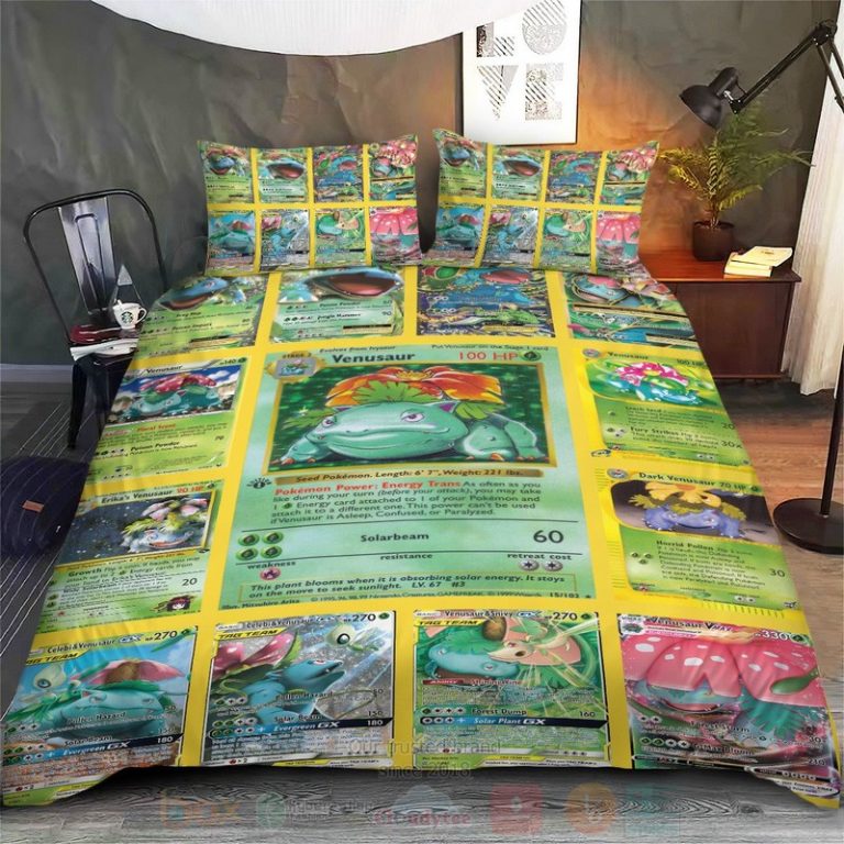 Anime-Pokemon-Venusaur-Cards-Custom-Bedding-Set-2
