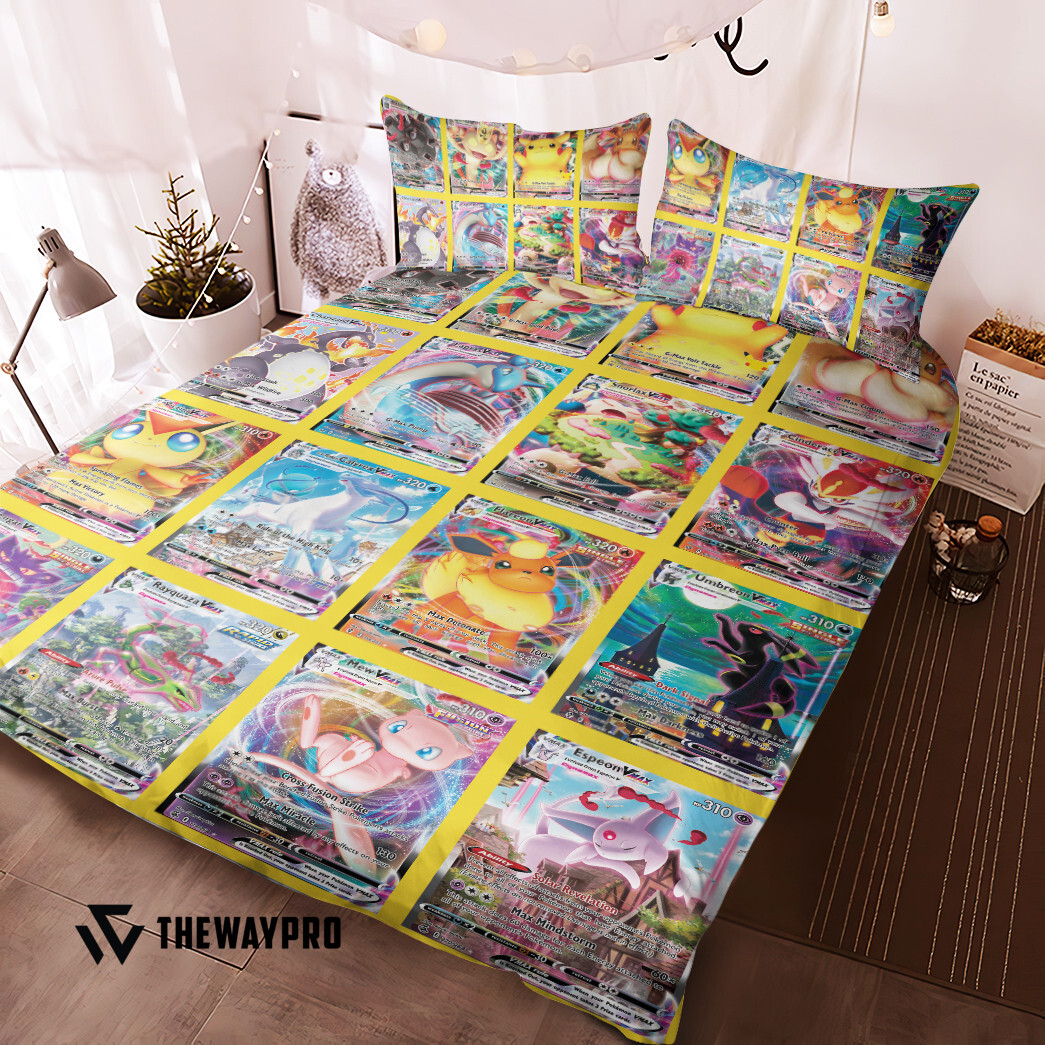 Anime Pokemon Vmax Cards Custom Bedding Set Anime Pokemon Vmax Cards Custom Bedding Set