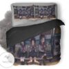 Anime Schoool Girls On Phones Waiting For Bus Bedding Set-
