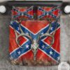 Antelope Horns Southern Rebel Flag Quilt Bedding Set