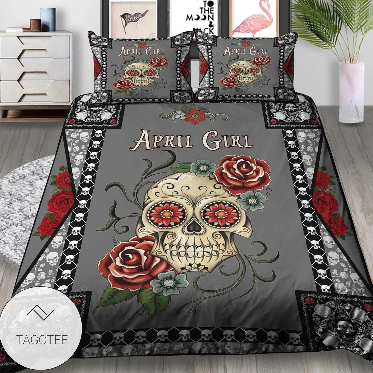April Girl Skull Eye Rose Bedding Set Nh211016 April Girl Skull Eye Rose Bedding Set Nh211016