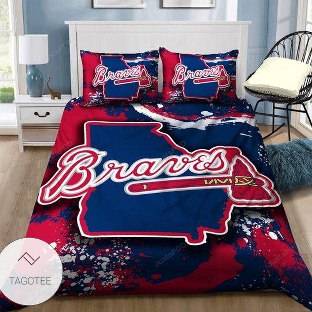 Atlanta Braves Bedding Set (Duvet Cover & Pillowcases)- Atlanta Braves Bedding Set (Duvet Cover & Pillowcases)-