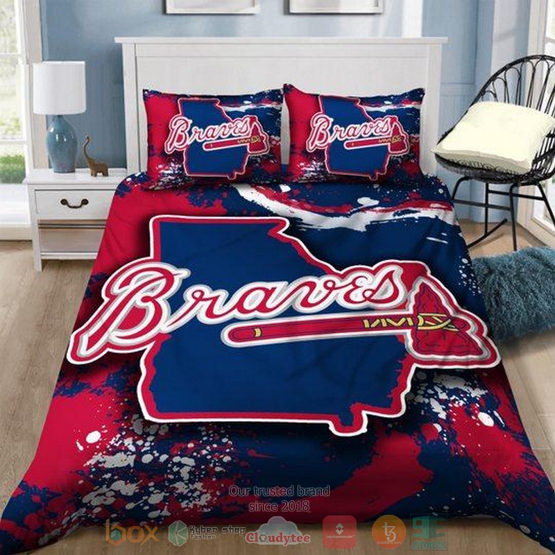 Atlanta Braves Mlb Blue Red Bedding Set Atlanta Braves Mlb Blue Red Bedding Set