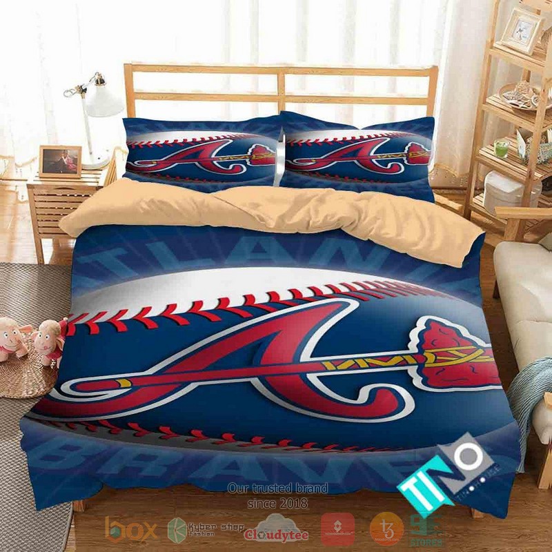 Atlanta Braves Mlb Blule Bedding Set Atlanta Braves Mlb Blule Bedding Set