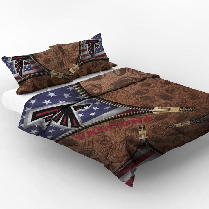 Atlanta Falcons Nfl American Flag Leather Pattern Bedding Set Atlanta Falcons Nfl American Flag Leather Pattern Bedding Set