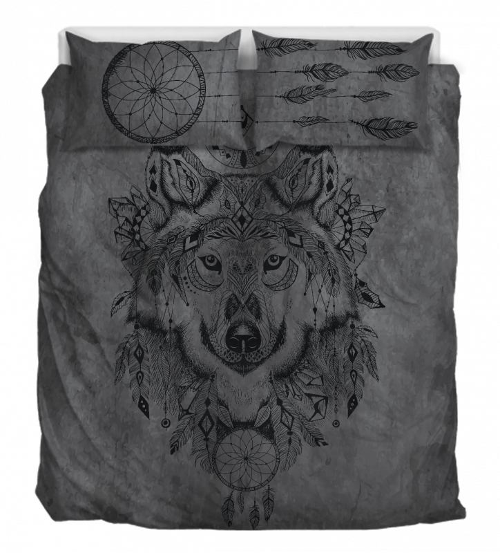BOHEMIAN WOLF Duvet Cover and Pillowcase Set Bedding Set BOHEMIAN WOLF Duvet Cover and Pillowcase Set Bedding Set
