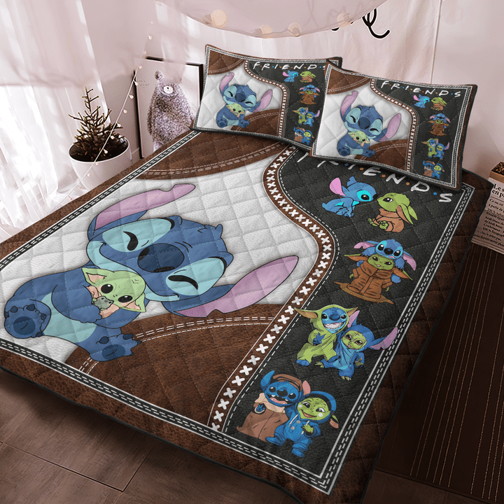 Baby-Yoda-And-Stitch-Friends-Quilt-Bedding-Set-2