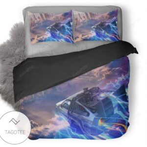 Back To The Future Dmc Delorean Artwork Duvet Cover Bedding Set