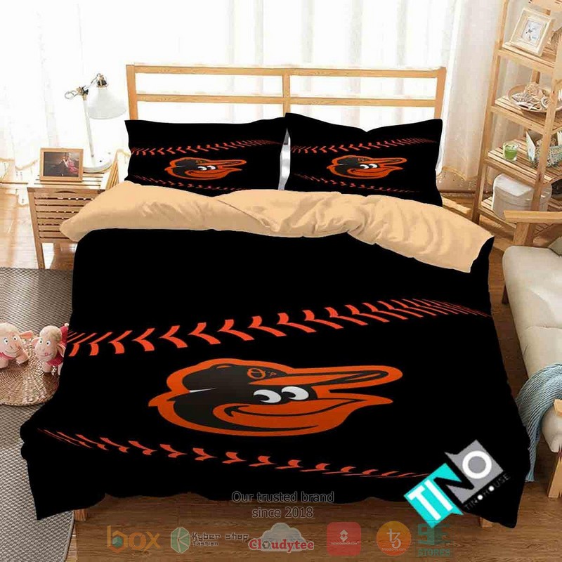 Baltimore Orioles Mlb Logo Black Bedding Set Baltimore Orioles Mlb Logo Black Bedding Set