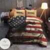 Baseball American Flag Personalized Name Duvet Cover Bedding Set-